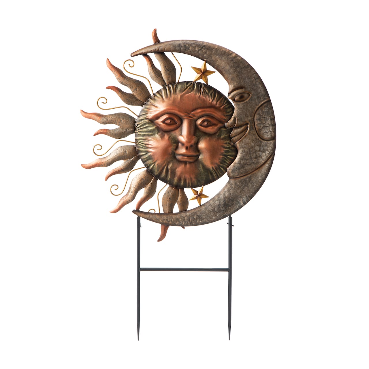 Glitzhome® 3ft. Metal Sun & Moon Yard Stake or Wall Décor